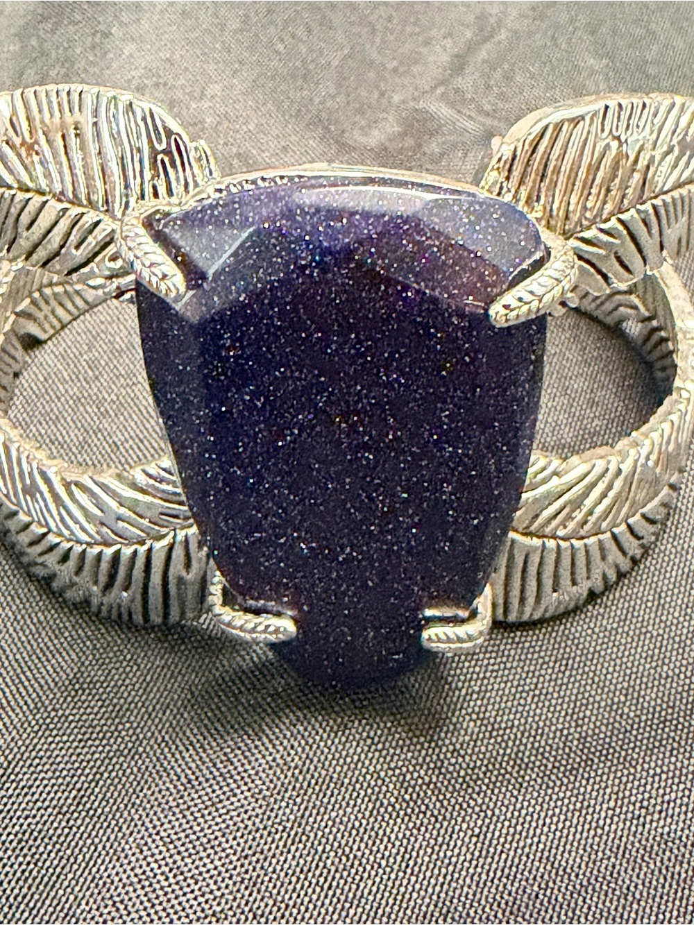 Park Lane Exclusive Purple Glitter Stone Silver Statement Bracelet Rare